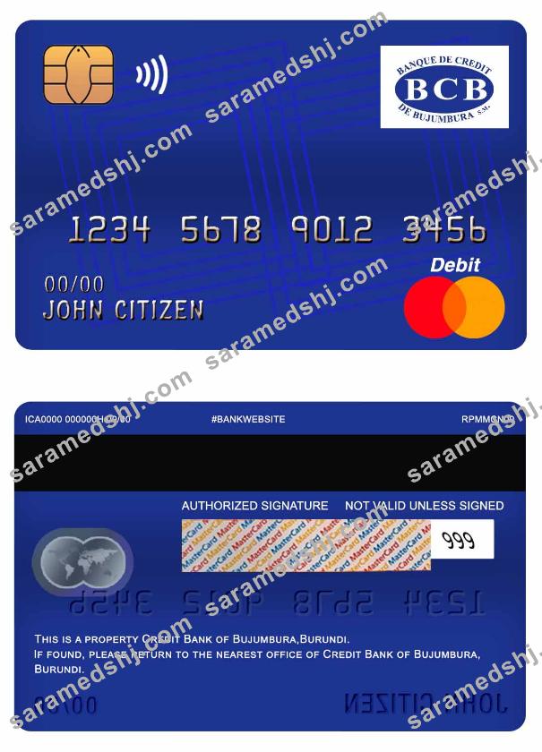 Burundi Credit Bank of Bujumbura master debit card